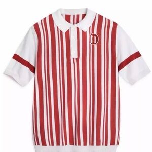 NWT Disney Parks Dapper Dan Striped Polo Sweater Shirt Men’s Small Red